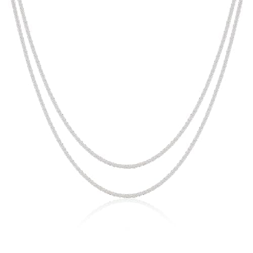 Image of VIROMY Choker Necklace for Women 14k Silver Plated Necklace Double Layers Shining Twist Rope Chain Adjustable Minimalist Handmade Jewellery
