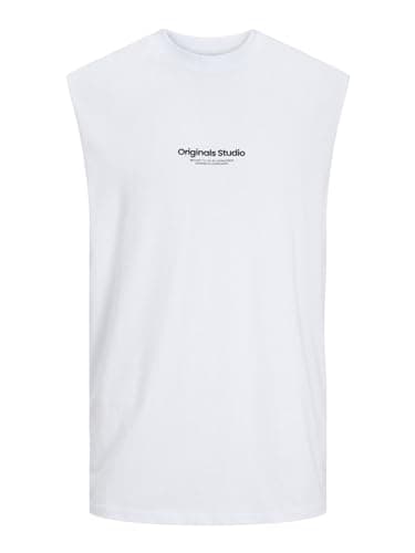Image of JACK & JONES Mens Jorvesterbro Sleeveless Tee Sn Tank Top, Bright White, XL UK