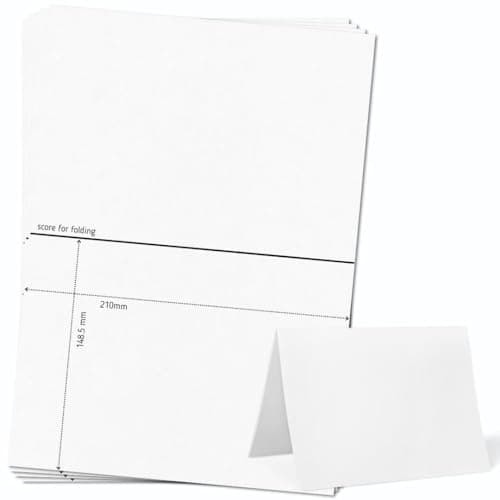 Image of OfficeGear Extra Large A5 Tent Cards 1-up [50 Sheets - 50 Pack] 148.5x210mm Printable A4 250gsm Scored Folding Table Top Name Place Cards for Hotels Weddings Conference Events Incl Design Template