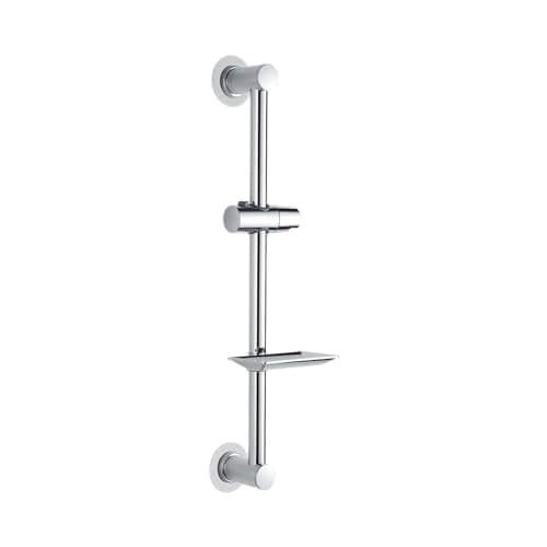 Image of Ibergrif M20802-1 Shower Riser Rail, 57cm Shower Rail, No Drilling Required, Shower Rail kit with Adjustable Shower Head Holder and Soap Dish, Shower Slider Rail for Bathroom, Chrome, Silver