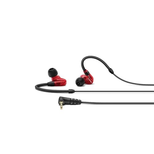 Image of Sennheiser IE 100 PRO RED In-Ear Monitors | Dynamic 10mm Broadband Transducer for Powerful, Precise Monitoring | 1.3M Cable & S/M/L Silcone Adaptors Included | Red & Black (508942)
