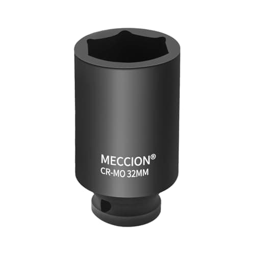 Image of Meccion 1/2 Inch Drive Impact Socket 32mm Heavy Duty Cr-Mo 6 Point Deep Socket, 78mm Length