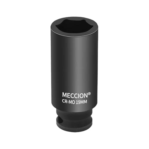 Image of Meccion 3/8 Inch Drive Impact Socket 19mm Heavy Duty Cr-Mo 6 Point Deep Socket, 63mm Length