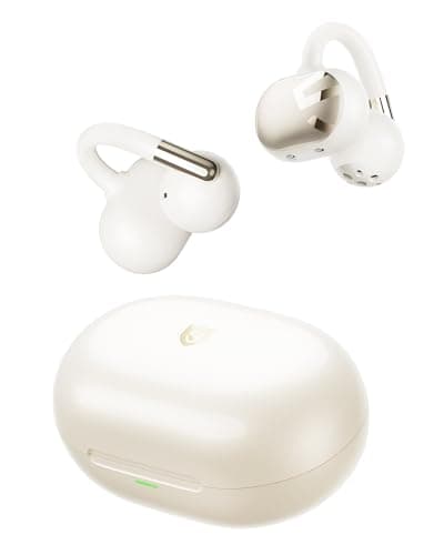 Image of SoundPEATS Clip1 Open-Ear Bluetooth Earbuds, Clip-on Earphones with Dolby Audio, LDAC Hi-Res Wireless with 12mm Dual Magnet Driver, 40H Playtime, Ear Detection, IPX5 Waterproof Beige