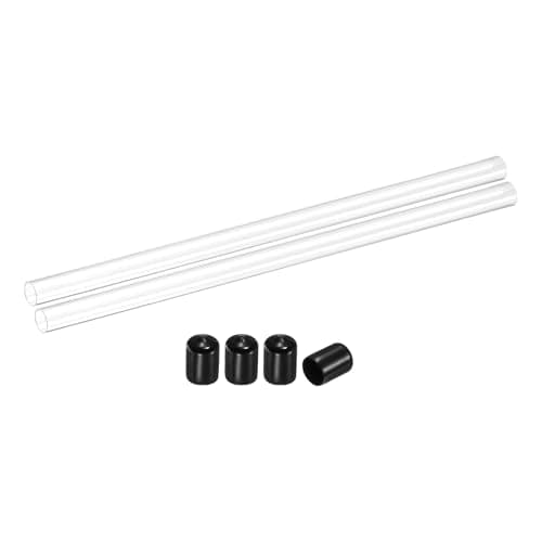 Image of sourcing map 2Pcs Clear Rigid Acrylic Pipe, 12mm(0.47") ID x 15mm(0.59") OD 14" Round Polycarbonate Tube Plastic Tubing with Rubber Caps for Plumbing, Lighting, Aquarium, DIY Projects