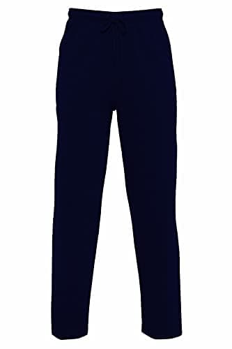 Image of Style Lockers Mens Open Hem Jogging Pants - Plain Bottoms Joggers Fleece Pants Active Wear Gym Sports Sweatpants Yoga Trousers Navy X-Large