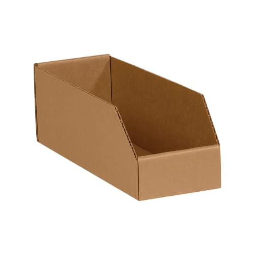 Image of Aviditi Corrugated Cardboard Storage Bins, 4"x 12"x 4 1/2", Kraft, Pack of 50, For Warehouse, Garage and Home Organization