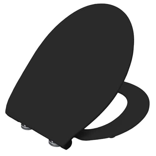 Image of BEMIS Click&Clean® Slim Soft Close Toilet Seat - Matt Black | Top Fixing Black Toilet Seat, with Quick Release Click & Clean Technology | Steel Hinges | Universal | Slim Design