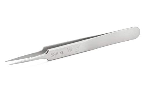 Image of Weller Erem 5SASL Precision Tweezers with Very Pointed Tips, Suitable for Very Fine Wires, 110 mm