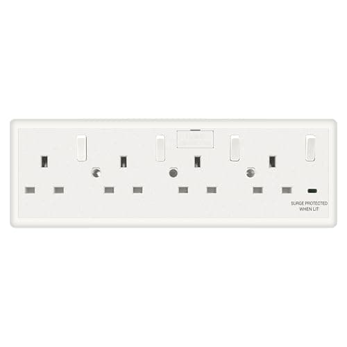 Image of Evoges 1 to 4 Gang Switched Socket Converter with Surge Protection, Converts Single or Double 1G 2G to 4 Way Wall Socket, 13A Fused