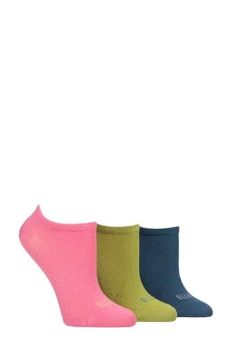 Image of ELLE Ladies 3 Pair Sport Mesh Bamboo No Show Socks - White 4-8 (UK, Numeric, 4, 8, Regular, Regular, Coastal Joy)