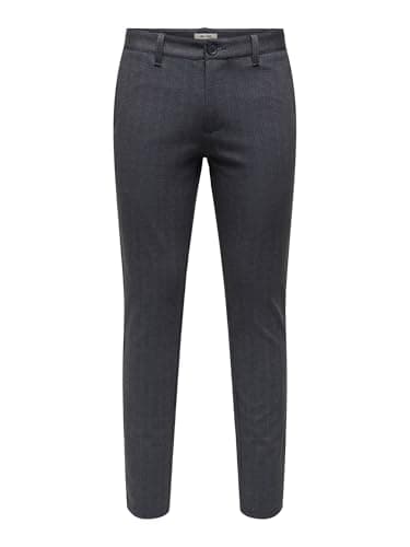 Image of ONLY & SONS Onsmark Slim Check 020960 Trousers, Night Sky, 34 W/32 L