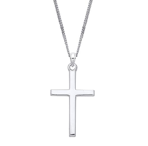Image of Old English Jewellers 925 Sterling Silver Plain Cross Pendant & Chain 16 18 20 inch (18)