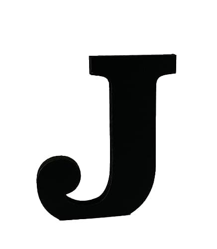 Image of Black Wooden MDF Letter J - Size 13cm Tall - Free Standing Wooden Letters for Arts & Crafts Personalized Name Decor