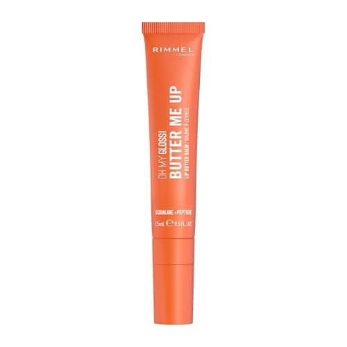 Image of Rimmel Oh My Gloss! Butter Me Up, 005 Coral Breeze, Moisturising Lip Butter Balm, Glossy and Sheer Tint, Ultra-Hydrating, Enriched with Squalene and Peptides, Lip-Hugging Applicator, Vegan, 15ml