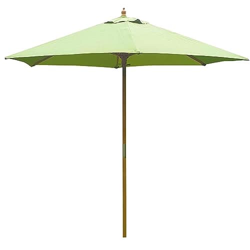 Image of BrackenStyle 2.5m Diameter Wooden Garden Parasol - Pulley Operated Machine Washable UV Blocking 250cm Patio Umbrella (Light Green)
