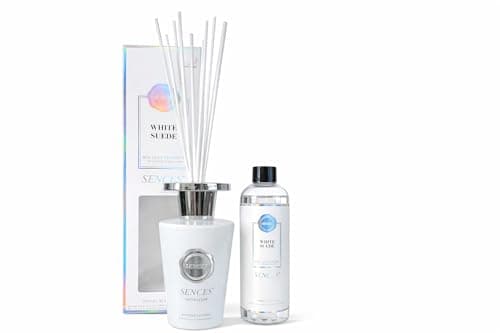Image of Sences White Suede 300ml Sences Luxury Reed Diffuser and FREE Refill A Long Lasting Home Fragrance with Natural Reeds, Premium Aromatherapy Scent for Home Living Room Bedroom Bathroom Office