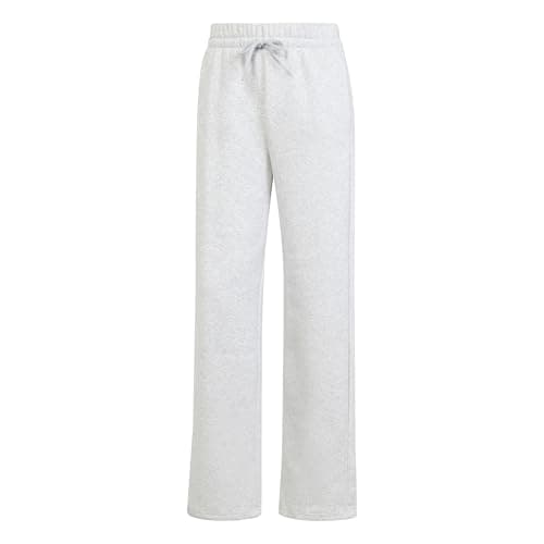 Image of adidas Women's Essentials Small Logo Feel Cozy Open Hem Pants, Light Grey Heather/White, M