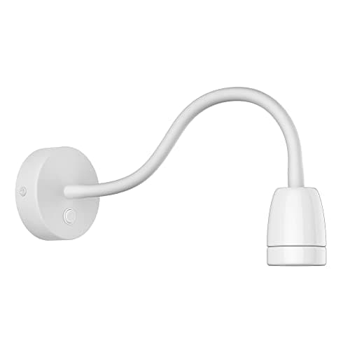 Image of ledscom.de Wall Light POZ, gooseneck, Switch, Porcelain, Steel, White Glossy, Round, 1x E27 max. 300W