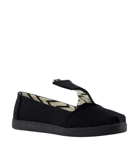 Image of TOMS Youth Unisex Alpargata Classic Espadrille Loafer Flat, Black/Black Heritage Canvas, 3 UK