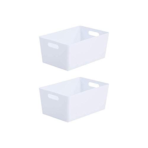 Image of Wham Bam 4.02 Ice White Plastic Studio Storage Baskets Office Home & Kitchen Tidy Organiser 25.5 x 17 x 11cm (2 Baskets)