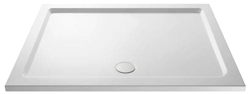 Image of Balterley 1500 x 700 mm Rectangular Shower Tray, Slimline Shower Trays, Durable Stone Resin Base Trays for Bathroom Enclosure Cubicle, Central Waste Rectangular Tray for Wetroom Showers (White)