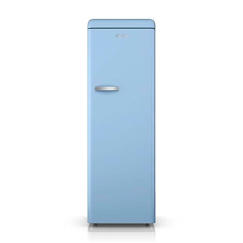 Image of Swan Retro Tall Larder Fridge with 337L Capacity, 5 Glass Fridge Shelves, 1 Chrome Wine Rack, 6 Door Shelves, 1 Salad Crisper, Blue, SR11050BLNE