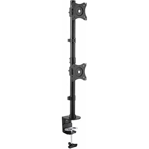 Image of StarTech.com Vertical Desk Mount Dual Monitor Arm - For Monitors 13” to 27” - Adjustable - Desk Clamp / Grommet-Hole Mount - Dual VESA Monitors - Black (ARMDUALV)