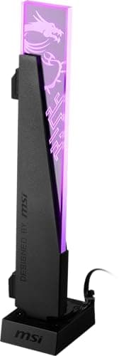Image of MSI MPG ARGB Graphics Card Stand - Prevents Graphics Card Bending, 8mm Tempered Glass, Magnetic Base, Tool-Free Installation