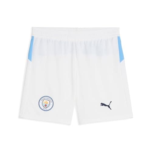 Image of PUMA Manchester City FC Kids' Shorts 25/26, White (White x Team Light Blue), 140