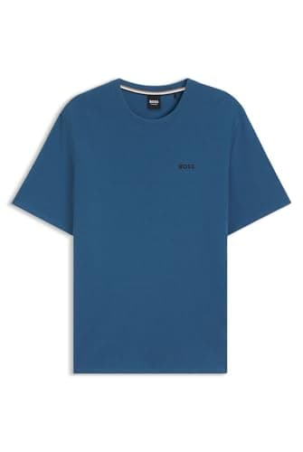 Image of BOSS Mens Waffle T-Shirt, Structured Design Short Sleeve Blue 462 L