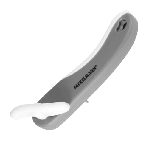 Image of Fackelmann Compact Can Opener, Plastic with Sharp Top Opening Metal Cutting Blade, Food Safe Handheld Manual Tin Opener, Comfortable Grip, Grey & White, 15cm