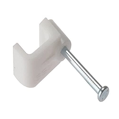 Image of Merriway BH04818 (50 Pcs) Flat Cable Clip for Twin and Earth, White 2.5 mm - Pack of 50 Pieces