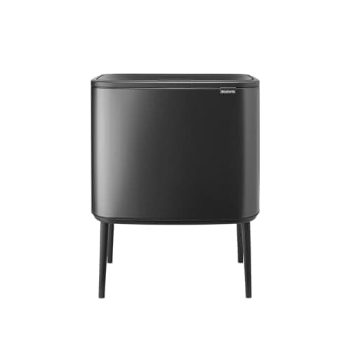 Image of Brabantia Bo Touch Kitchen Bin 23+11L – Dual Compartment | Soft Touch Waste Separation with Inner Buckets | Freestanding Recycling Bin with Adjustable Legs | Confident Grey