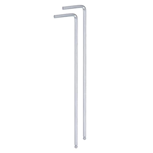 Image of sourcing map 2pcs Ball End Hex Key Wrench 2.5mm L-Shape Extra Long Arm Hexagon Metric Wrenches Chrome Vanadium Steel Repairing Tool for Home Repair, Silver Tone