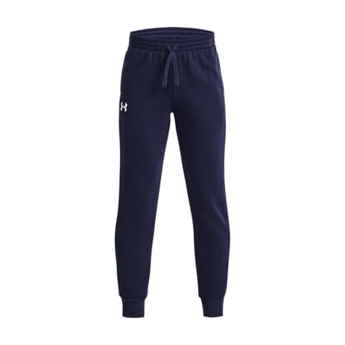 Image of Under Armour Boys Ua Rival Fleece Joggers Sweatpants, Midnight Navy / / White, M EU