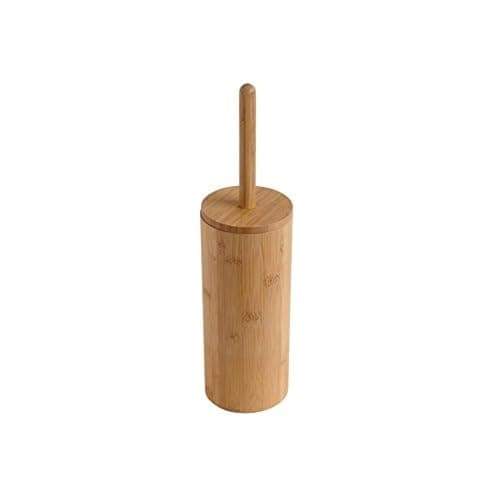 Image of Woodluv Round Natural Bamboo Wood Toilet Brush & Holder
