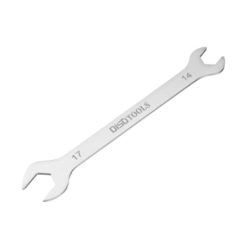Image of sourcing map Thin Open End Wrench 14mm x 17mm Metric Sandblasting Plated 3cr13 Stainless Steel, Double Ended Slim Spanner for Household Maintenance and General Repairs