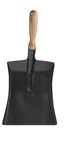 Image of Black Metal Fireplace Coal Ash Shovel Dustpan Animal Pet Feed Scoop (9" Shovel Wooden Handle)