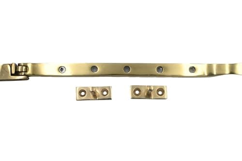 Image of Victorian Window Casement Stay, 254mm, Chrome Plated, Corrosion Resistant, Locking Pins (Polished Brass)