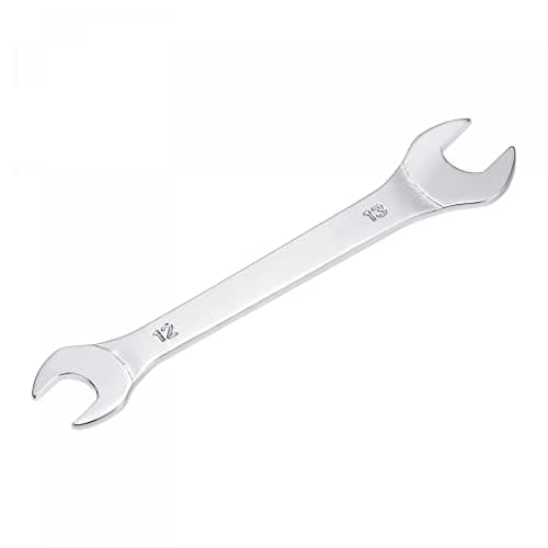 Image of sourcing map Thin Open End Wrench, 12mm x 13mm Metric Mirror-Chrome Plated High Carbon Steel, for Household Maintenance and General Repairs