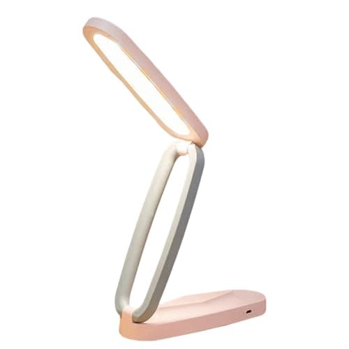 Image of ANTUK Rechargeable Table Lamp - Battery Operated Rechargeable Foldable & Portable Light, 3 Color Temperatures and Brightness Dimmable Cordless Bedside Reading Desk Lamp for Home Office (Pink)
