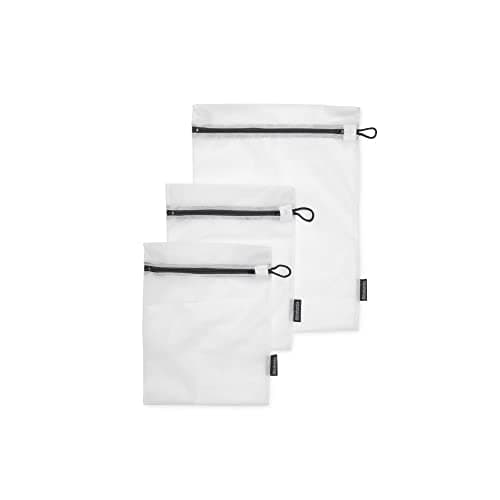 Image of Brabantia - Washing Bags - Protective Mesh Laundry Bag - for your Delicates - Easy to Use Zipper - Special Pull-Tab Cover - Laundry Essentials - Set of 3 in 2 Sizes - White - 33 x 25 cm / 45 x 33 cm