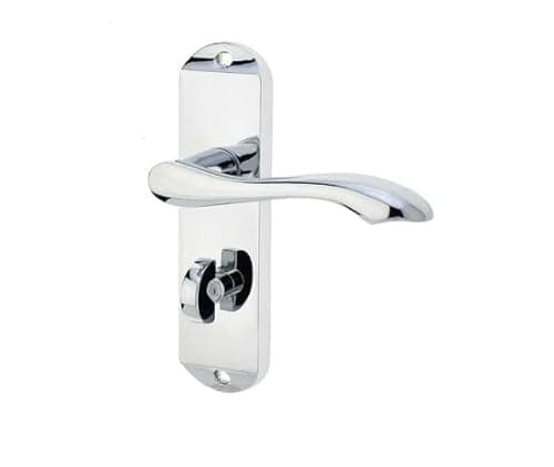 Image of Ironmongery Solutions® Jedo Broadway Suite Lever on Plate Modern Interior Door Handle Set Fixings Included (Bathroom Plate, Polished Chrome)