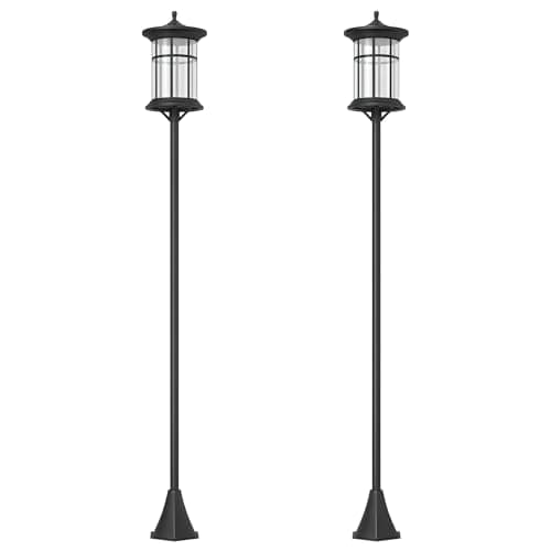 Image of Outsunny 2 Pack 1.8m Garden Lamp Post Lights, LED Outdoor Solar Post Lights, Waterproof IP44 for Patio, Garden, Pathway, Cool White