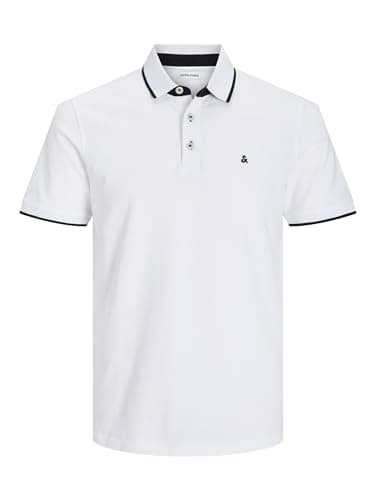 Image of Jack & Jones Men's Jjepaulos Polo Ss Noos Polo Shirt, White, XL