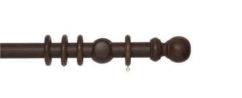 Image of Rolls Woodline 35mm Wooden Ball Curtain Pole Set, Dark Oak, 180cm