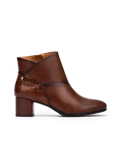 Image of Pikolinos Calafat Leather Heel Ankle Boots for Women, Cuero, 6-6.5 UK