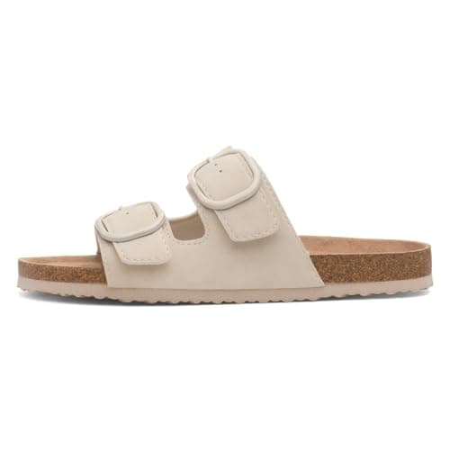 Image of Lilley Womens Cream Double Buckle Mule Sandal - Size 4 UK - Off-White