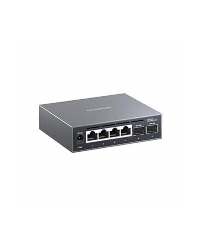 Image of XikeStor 2.5G Network Switch| 4-Port 2.5GbE + 2-Port 10GbE SFP+ Managed Switch | VLAN/QoS/LACP | Fanless Metal Housing | for NAS/PC Gaming/WiFi 6 AP | Wall Mountable|Plug & Play|UK 3-pin plug